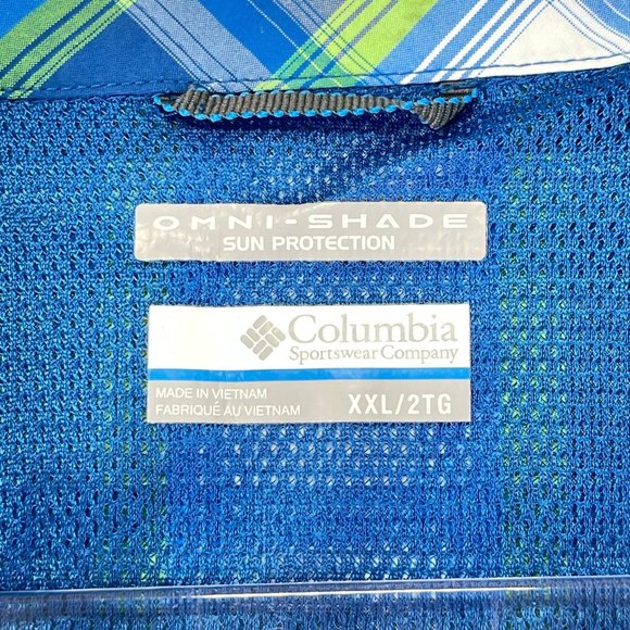 NWOT COLUMBIA Mens XXL Blue Plaid Omni Shield Vented Short Sleeve Fishing Shirt - Picture 6 of 11